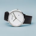 Srebrno-czarny kwarcowy zegarek z datownikiem Kolekcja Wiosna/Lato Bering