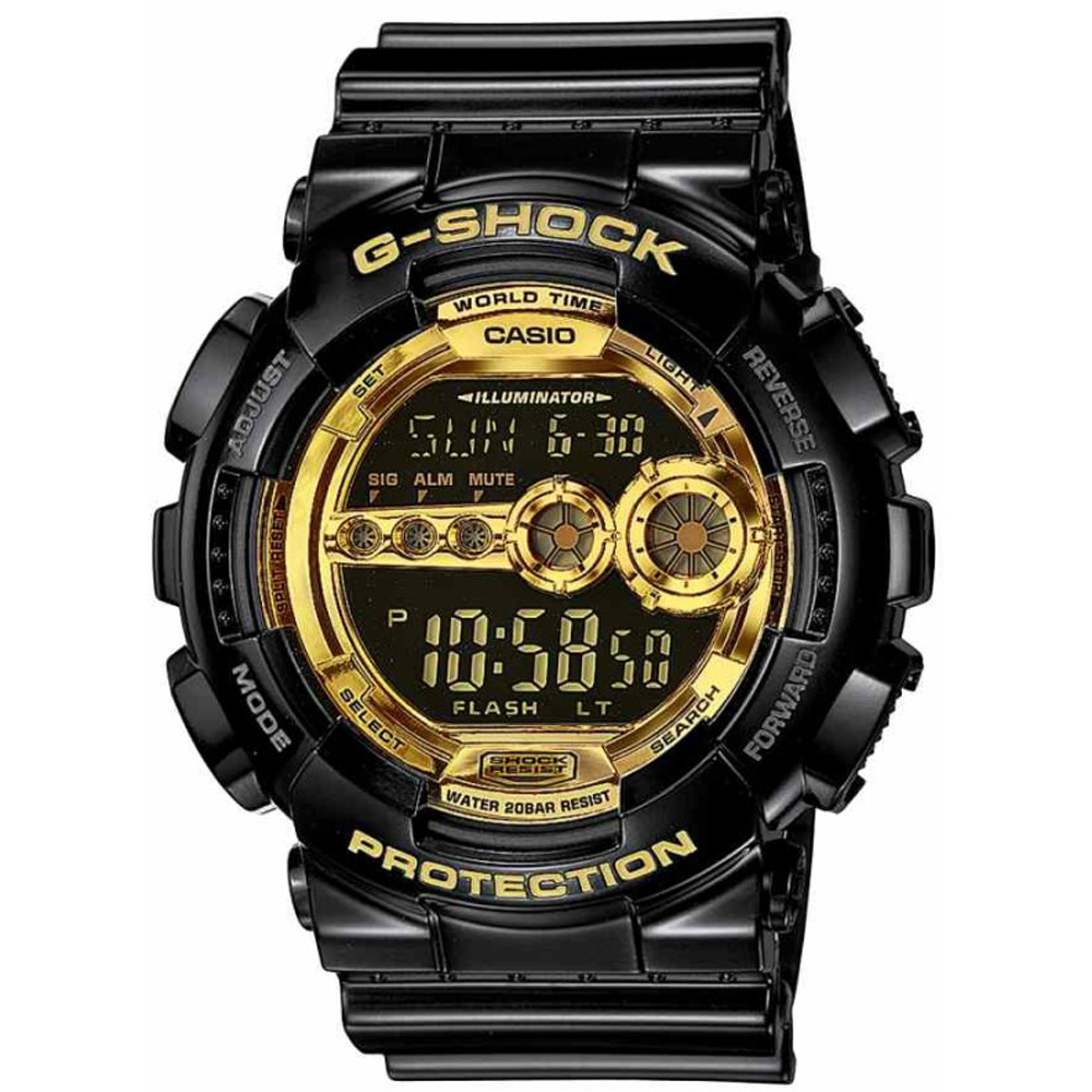 G-Shock Classic Style GD-100GB-1ER World Time - Garish Black Zegarek