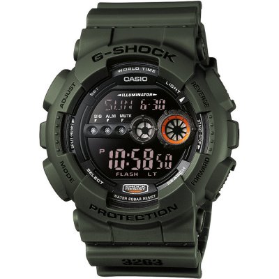 G-Shock Classic Style GD-100MS-3 World Time - Military Stealth Zegarek
