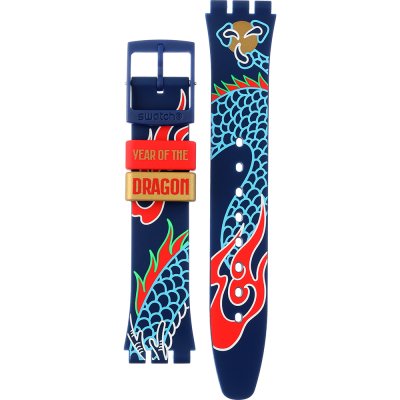 Swatch Plastic - Originals Medium (34mm) /Access/Solar/Musicall/Stop - G/SK/SL/SR/SS/SO28 ASO28Z125 Dragon in waves Pasek